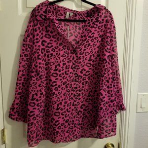 NWT ASOS curve leopard pink blouse US 18